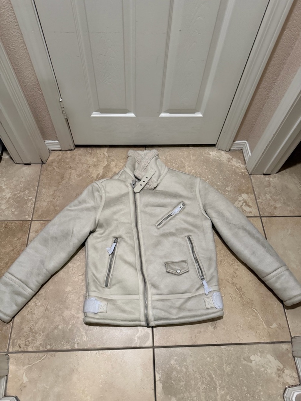 Zara Cream Faux Shearling Jacket